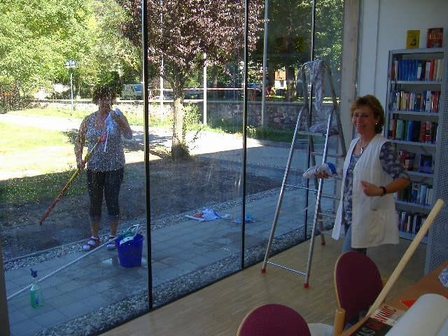 Bibliothek Dellach im Drautal - Reinigung Glasfassade
