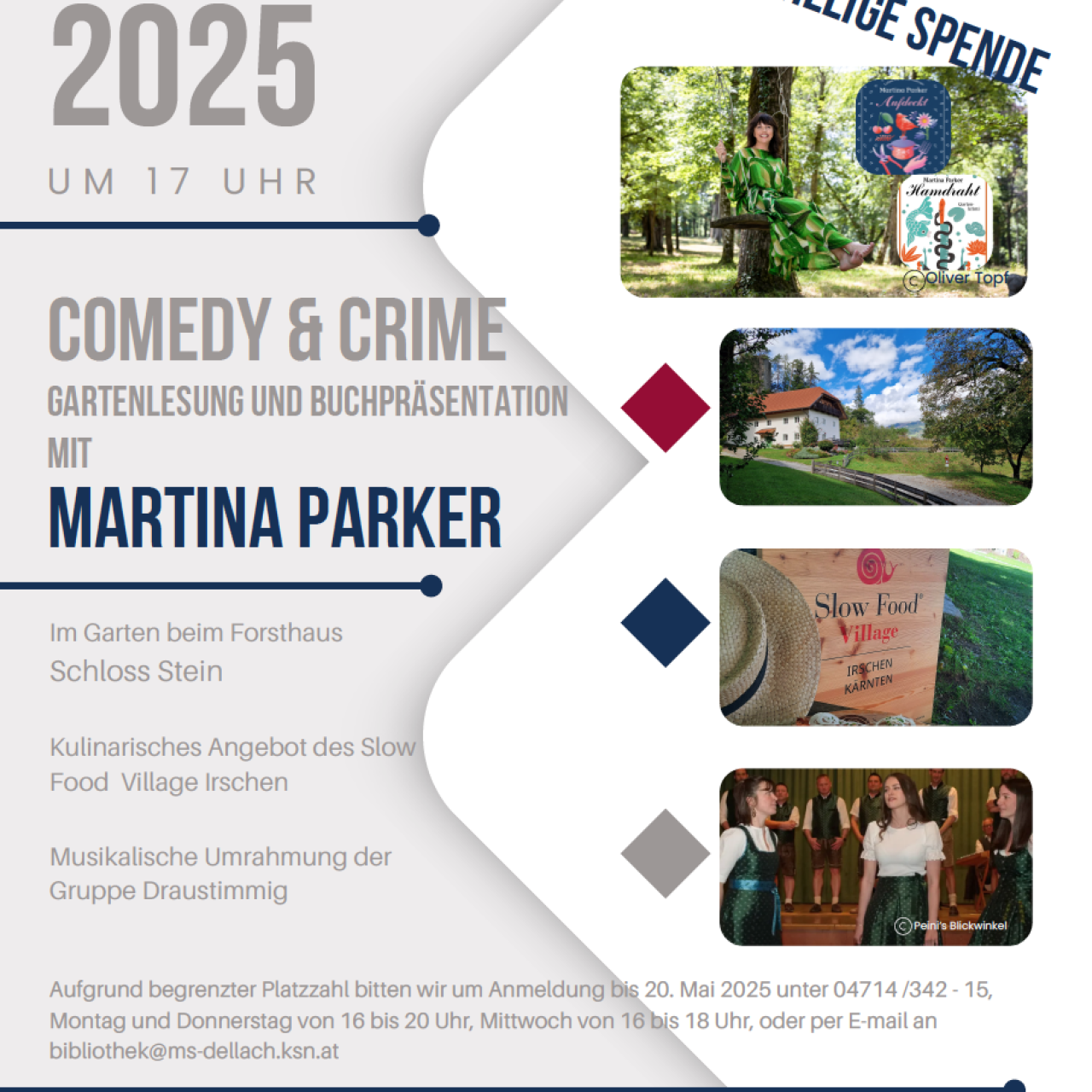 Flyer Gartenlesung Martina Parker
